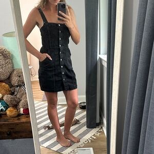 Black Denim Button-Front Dress